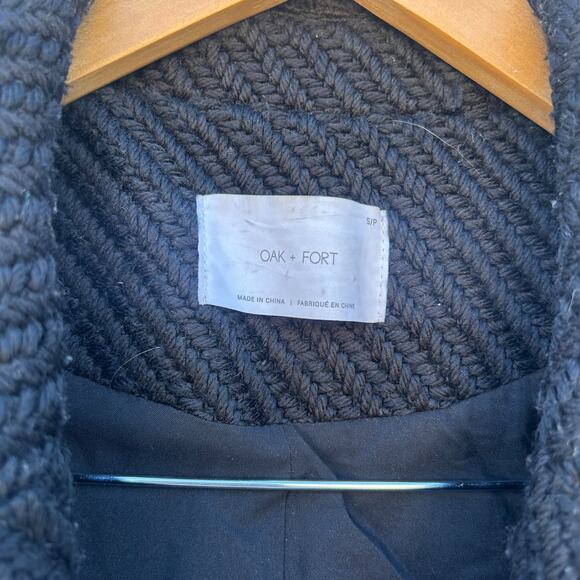 Oak + Fort Oversized Chunky Wool Knit Black Blazer Jacket Coat Small Cotton - Picture 6 of 9